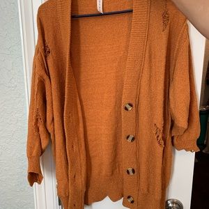 Rust, destroyed (holey) cardigan